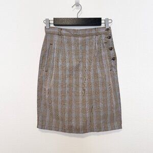 Vintage 90s GAP Brown and Blue Plaid Skirt Size 9/10 | 26" Waist 100% Cotton
